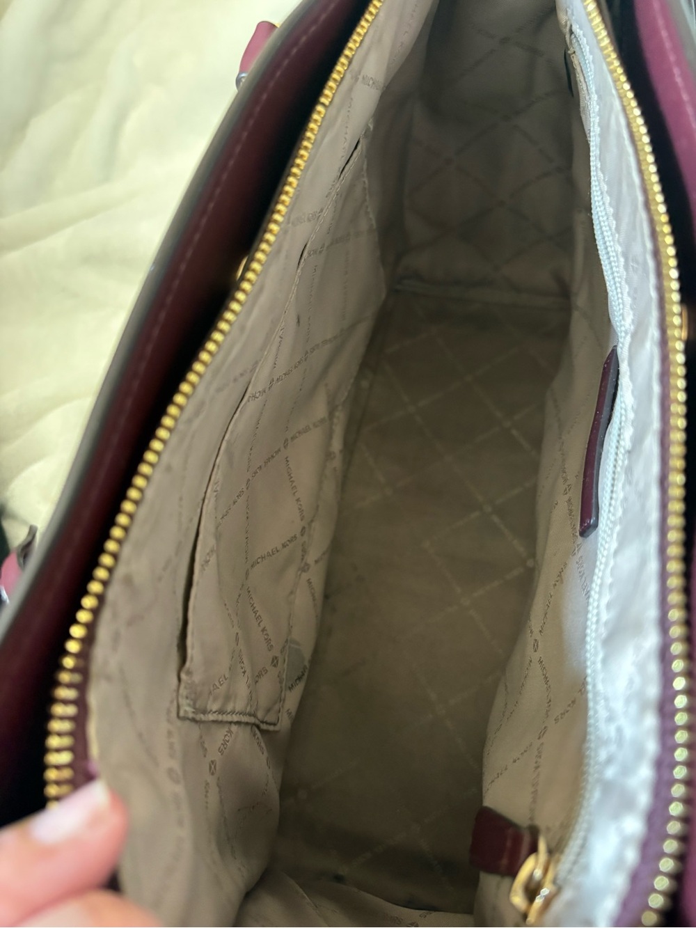 Michael Kors Burgandy  Leather Satchel Style Handbag with Gold Hardware. - Picture 4 of 5